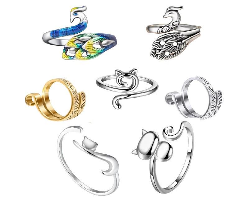 Anello Gatto Geometrico Europeo & Americano, Design Aperto Regolabile, Ornamento Animale Lavorato a Maglia per Dita.