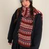 Wool Jacquard Knitted Scarf Warm Winter Wool Neckerchief Casual Fair Isle Style Scarf  Outdoor