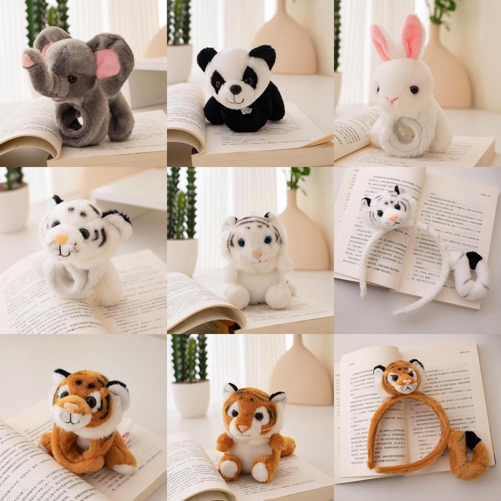 Adorable Plush Animal Tiger Panda Bunny Toy Wristband With Soft Short Fur