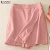 ZANZEA Damen-Shorts, lässig, elastische Taille, lockere Sommer-Shorts