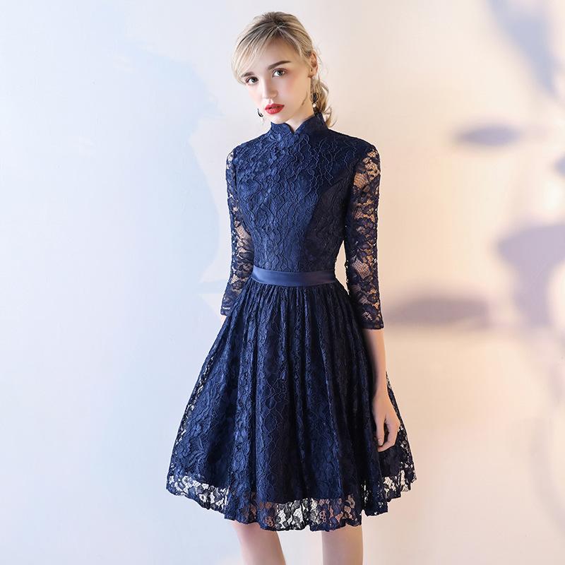 

Evening dress new elegant host small dress thin fashion party dress skirt short XS синий
