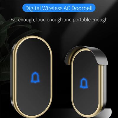 B03B-Intelligent Wireless Doorbell Outdoor Without Battery Button Call Chime Wireless Doorbell White+Silver US Plug