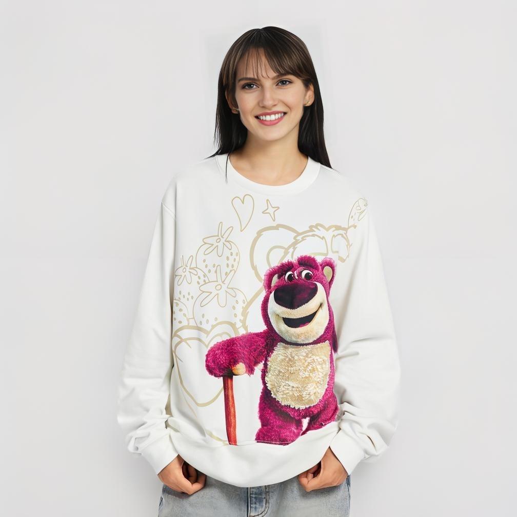 Li Ning × Disney Collaboration Pixar Strawberry Bear Series Cartoon Letter Okrągły Dekolt Wygodna, oddychająca, ciepła bluza polarowa AWDU432-5