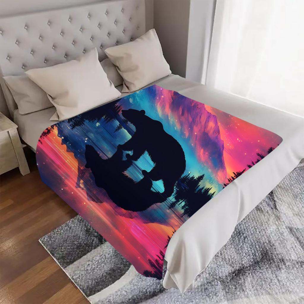 1pc Enchanted Forest Digital Printed Design Pattern Blanket, All-Season Soft and Warm Throw, Ideal for Home Bedroom, School Dorm