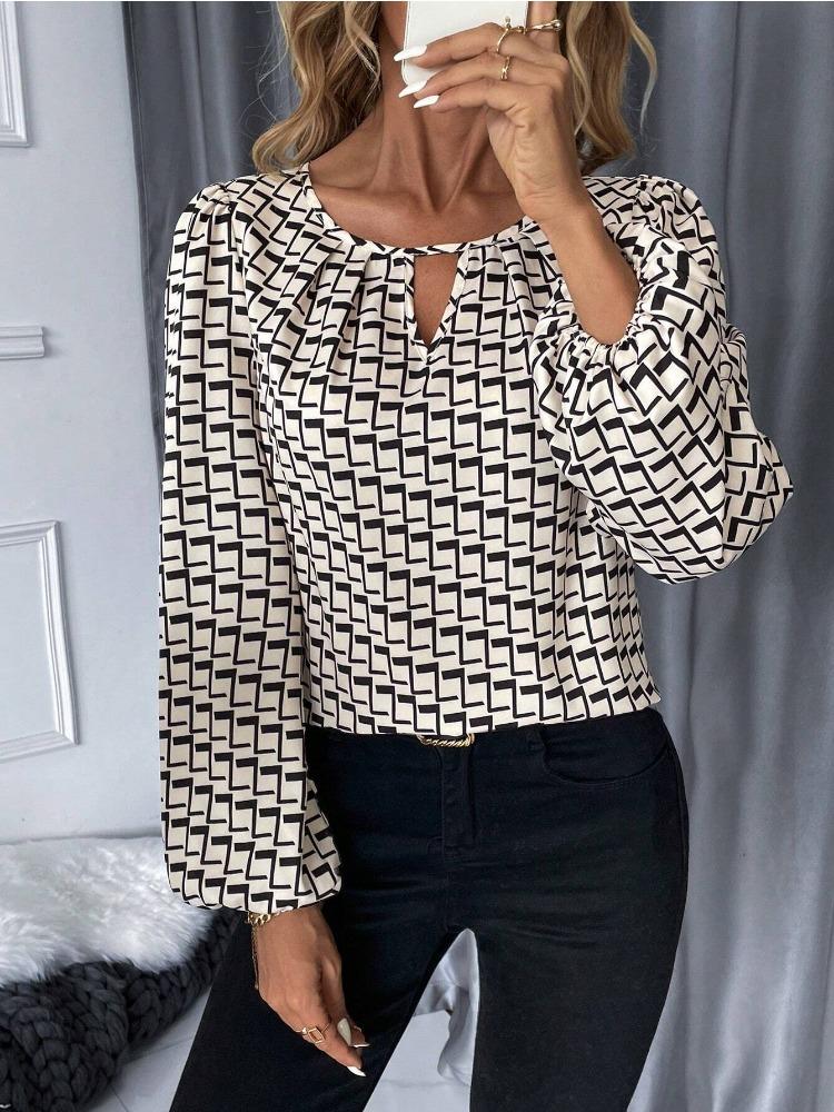 Módní dámské ležérní topy Temperamentní elegantní tištěná košile s dlouhým rukávem Pohodlné a všestranné tričko pro dámy Elegantní dámské oblečení