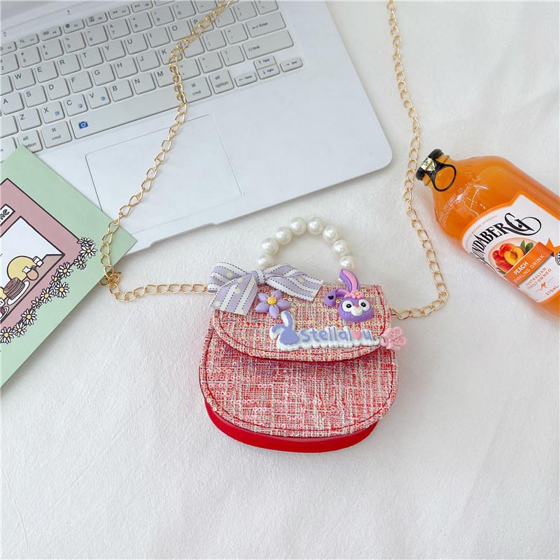 Cute Pu Leather Children's Handbag With Floral Sequins Princess Series Shoulder Bag For Toddlers