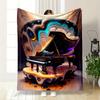 Surreal Glowing Grand Piano with Swirling, Fluid, and Vibrant Patterns. for All Seasons Blanket Lunch Break Throw Gift