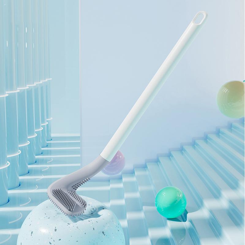 Brosses de Toilette en Silicone à Long Manche Brosse de Nettoyage de Toilette Accessoires de Salle de Bain