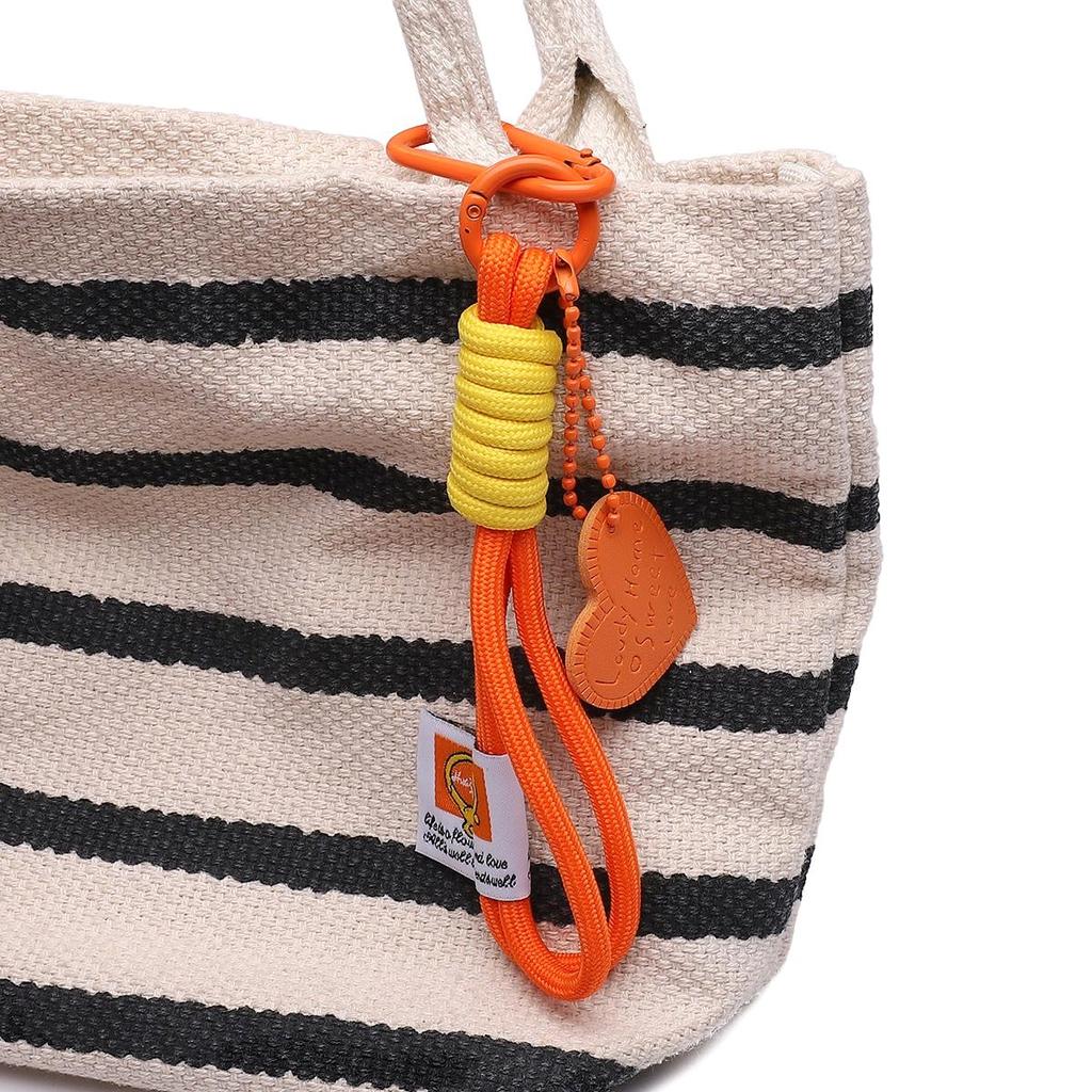 Alloy Nylon Braided Color Blocked Keychain for DIY Bag Accessories 1 Pc