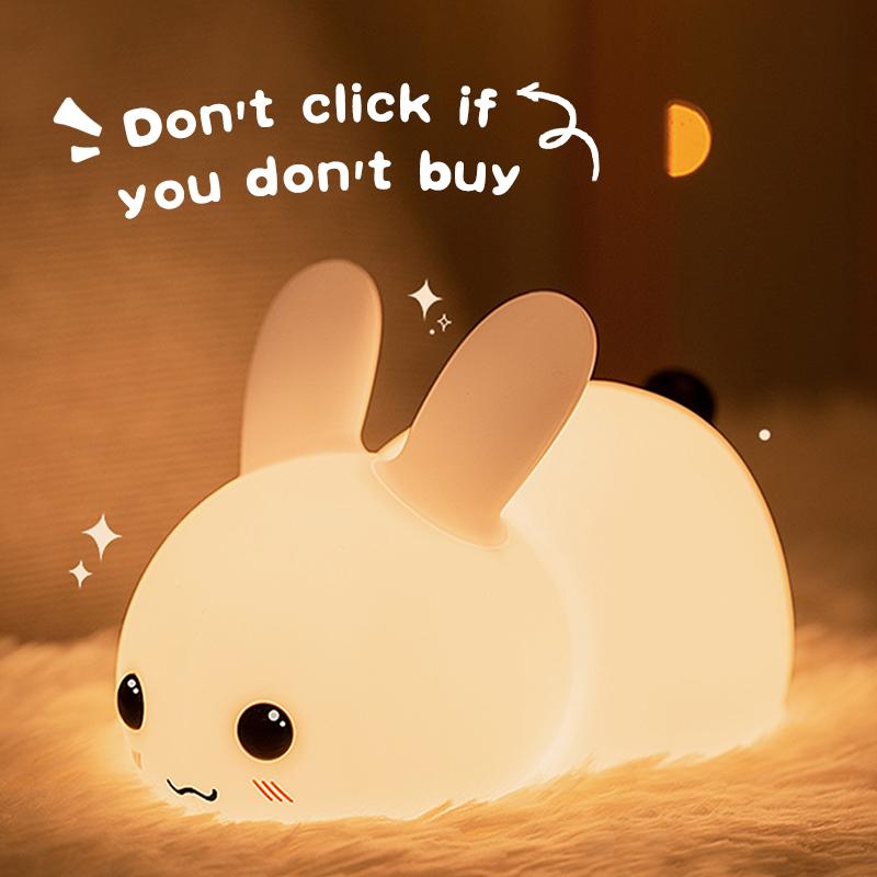 Xiaomi Cute Rabbit Silicone Nightlight Children's Room Decoration with Cartoon Animal Lamp for Boys and Girls Birthday Gift