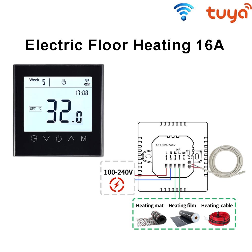 Termostat Dotyková obrazovka Tuya Smart WiFi Regulátor teploty pro elektrický/vodní/plynový kotel 16A 3A Funguje s Google Home