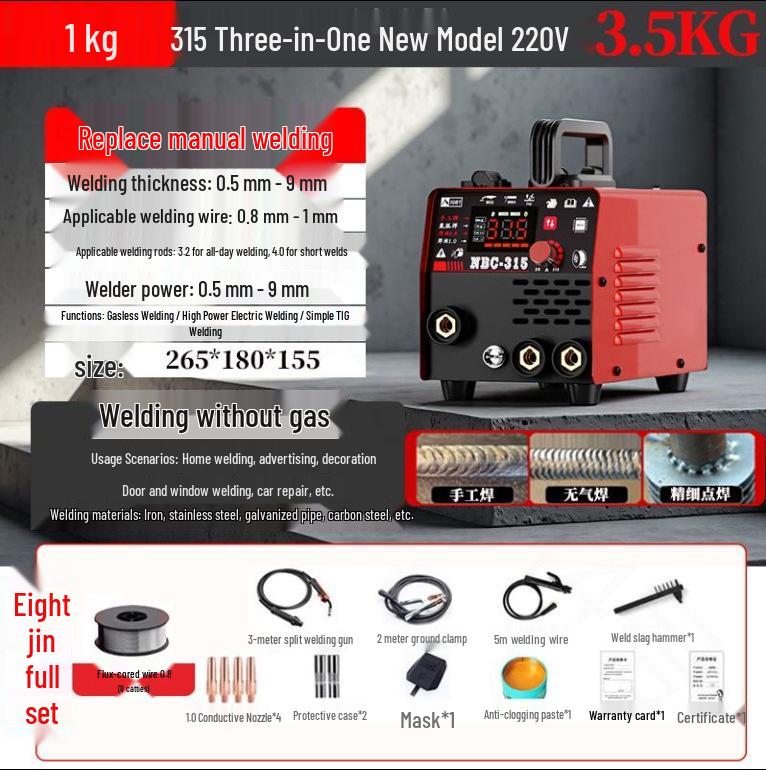 Naishunjia MIG-315 Gasless Welder: Manual, TIG, and Three-in-One Electric Welding.