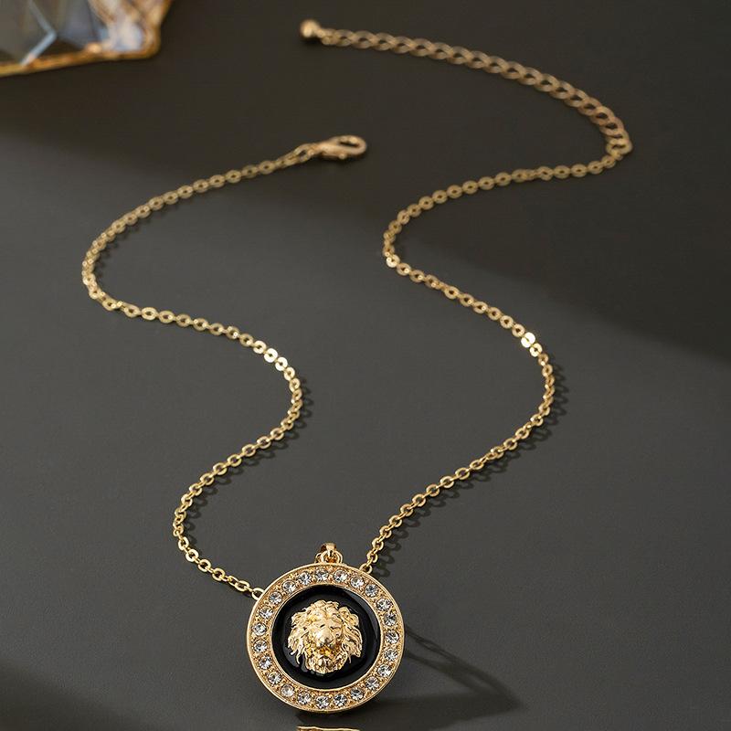 Модный кулон-ожерелье с бриллиантовой головой льва, браслет, серьги-гвоздики, модный набор ювелирных изделий с индивидуальностью