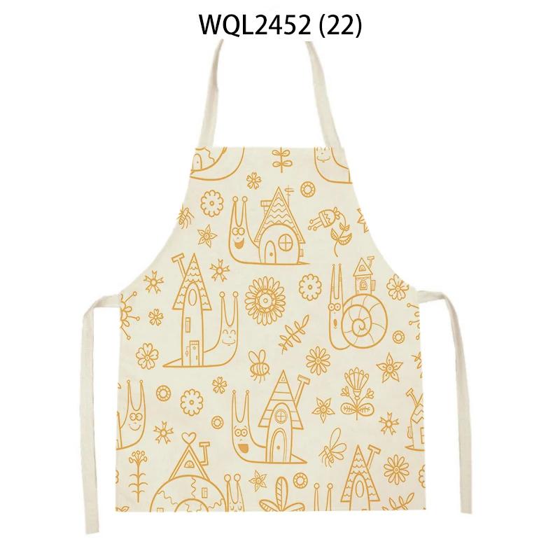 Animal Snail Rabbit Printing Apron Adult Kids Sleeveless Kitchen Apron Linen Cooking Baking Accessories Apron Cleaning Tool