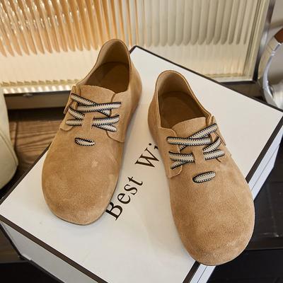Autumn New Shoes for Women Genuine Leather Casual Shoes Girl Retro Designer Flat Leisure Shoes Cow Leather Big Toe Loafers