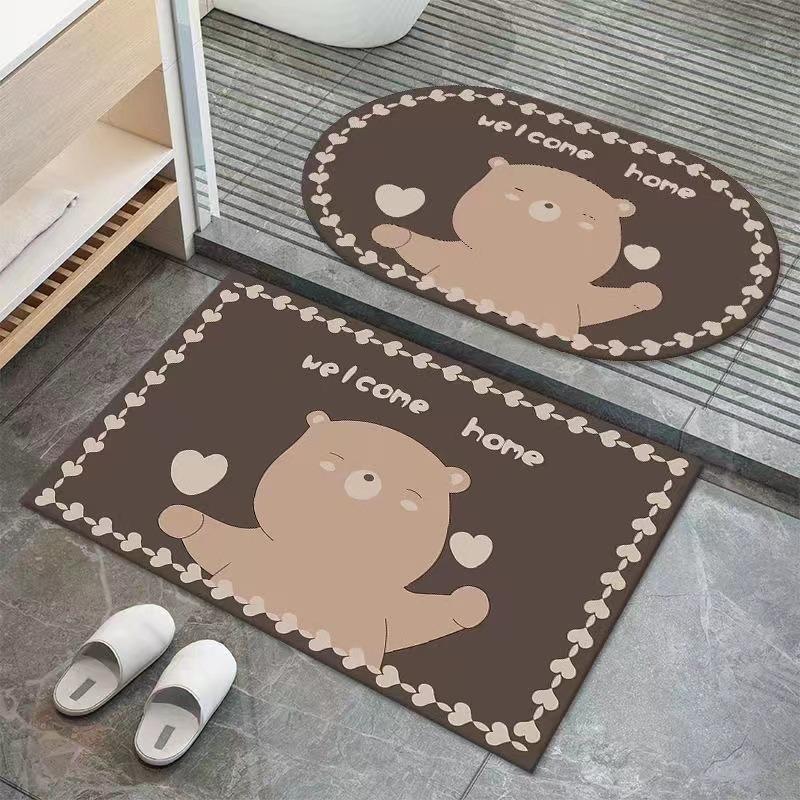 Bathroom Non-slip Soft Diatom Mud Absorbent Quick Drying Floor Mat Household Bedroom Kitchen Door Mat Entry Door Door Mat