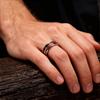 Fashion 8mm Men Stainless Steel Rings, Rose Gold Color Brushed Koa Wood And Arrow Rings for Men, Wedding Jewelry Christams Gift