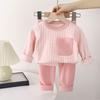 2pcs/set Children Homewear Sleepwear Outfit Autumn Kids Plaid Loungewear Set Boys Girls Thermal Underwear Pajama Set
