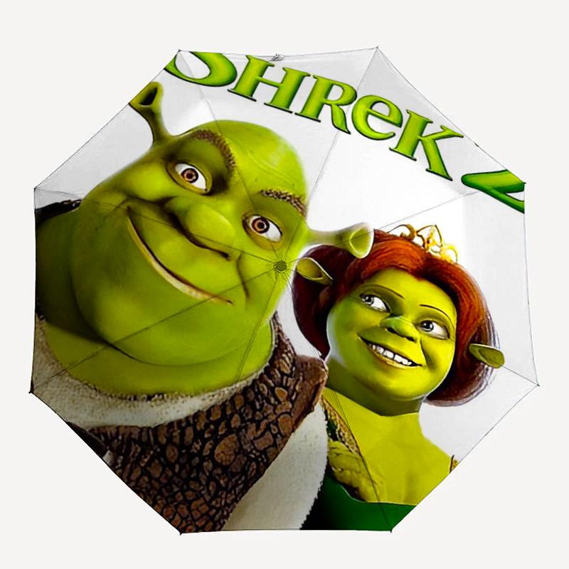 Shrek-Thema Automatischer Regenschirm, Leicht & Tragbar, 8 Speichen, Perfekt für Reisen im Freien, Geburtstage, Weihnachten, Geschenke.