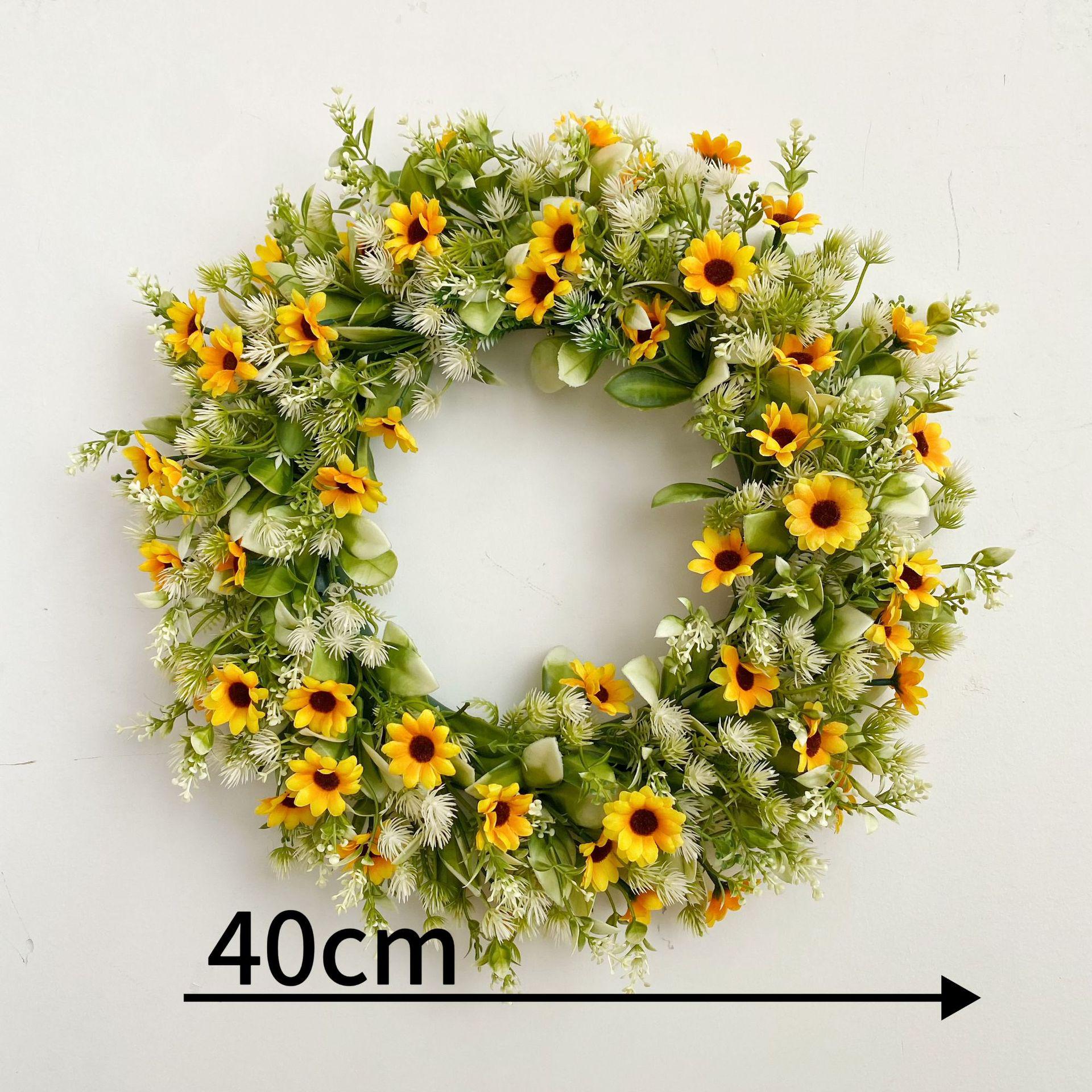 Spring Daisy & Sunflower Festival Wreath - Bee & Vine Door Hanging Decoration