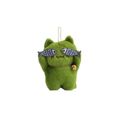 Plush Shy Cat Keychain Cute Bell Backpack Pendant Keyring Handbag Charm Girl Gift Fluffy Kitten Pendant Bag Accessory