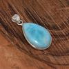 Natürlicher Larimar-Edelstein-Anhänger, massiver 925er Sterlingsilber-Schmuck, Geburtsstein-Anhänger, Reiki-Anhänger, Boho-Schmuck, Weihnachtsgeschenk