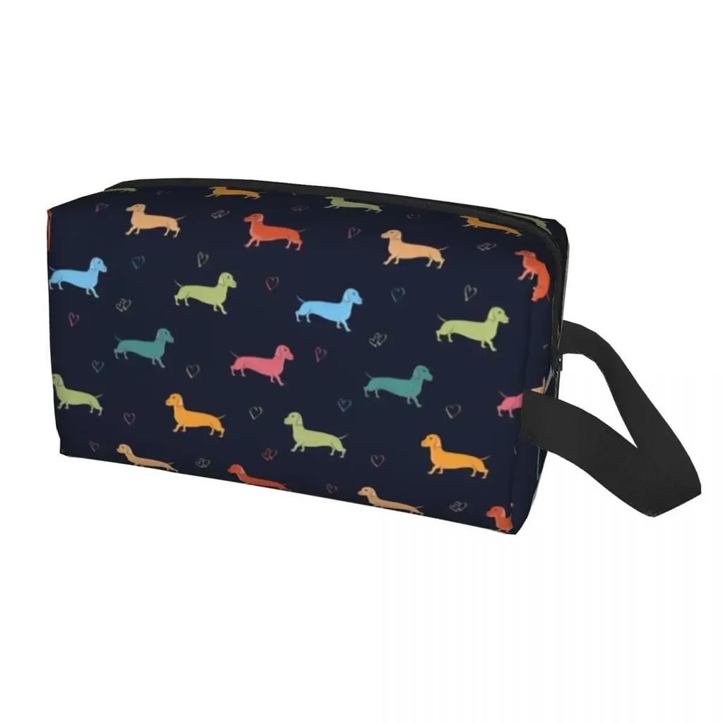 Custom Dachshund Toiletry Bag Women Badger Sausage the Wiener Dog Cosmetic Makeup Organizer Lady Beauty Storage Dopp Kit Case