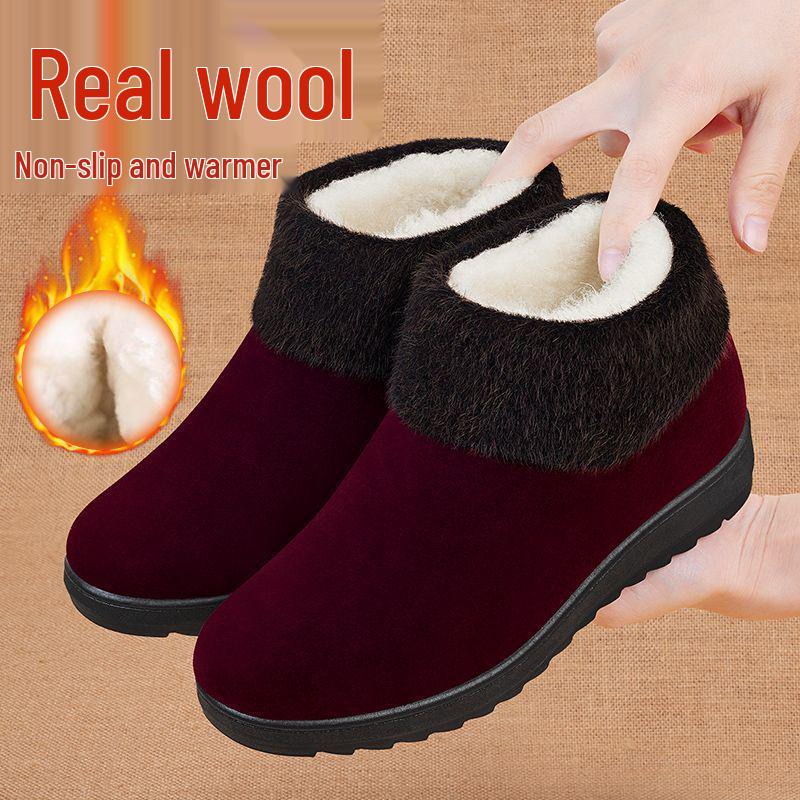 Women's Winter Fleece-Lined Non-Slip Snow Boots for Elderly