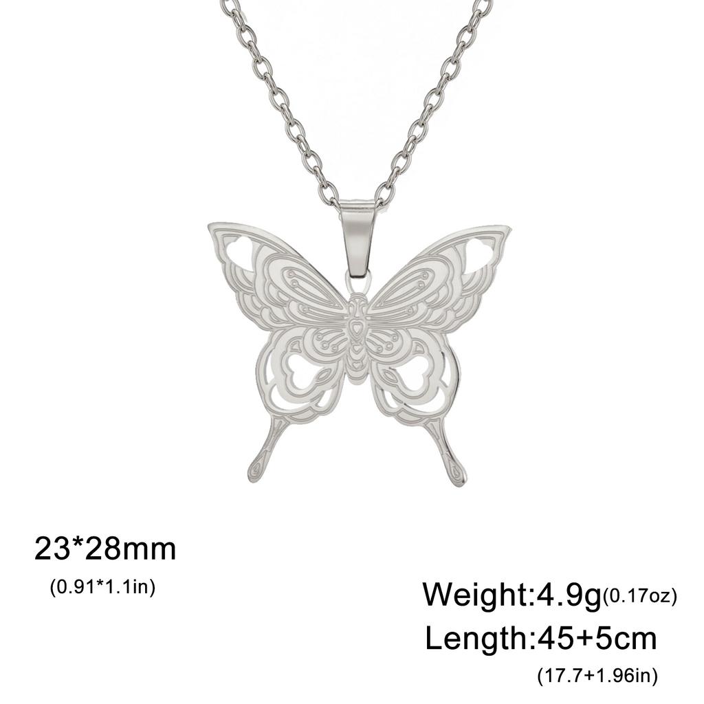 Teamer Delicate Sweet Butterfly Pendant Necklace for Women Girls Stainless Steel Fashion Choker Jewelry Valentine's Day Gift