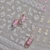 1pcs 5D Diamond White Lace Bow Nail Art Stickers Pearl Rhinestones Nail Decoration Adhesive Decals Slider DIY Accessory