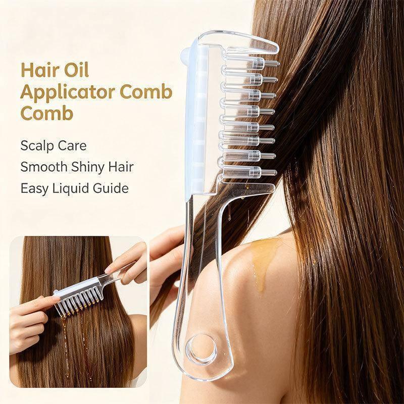 Unisex Transparent Essential Oil Applicator Massage Comb With Built-In Liquid Reservoir Rolling Metal Teeth
