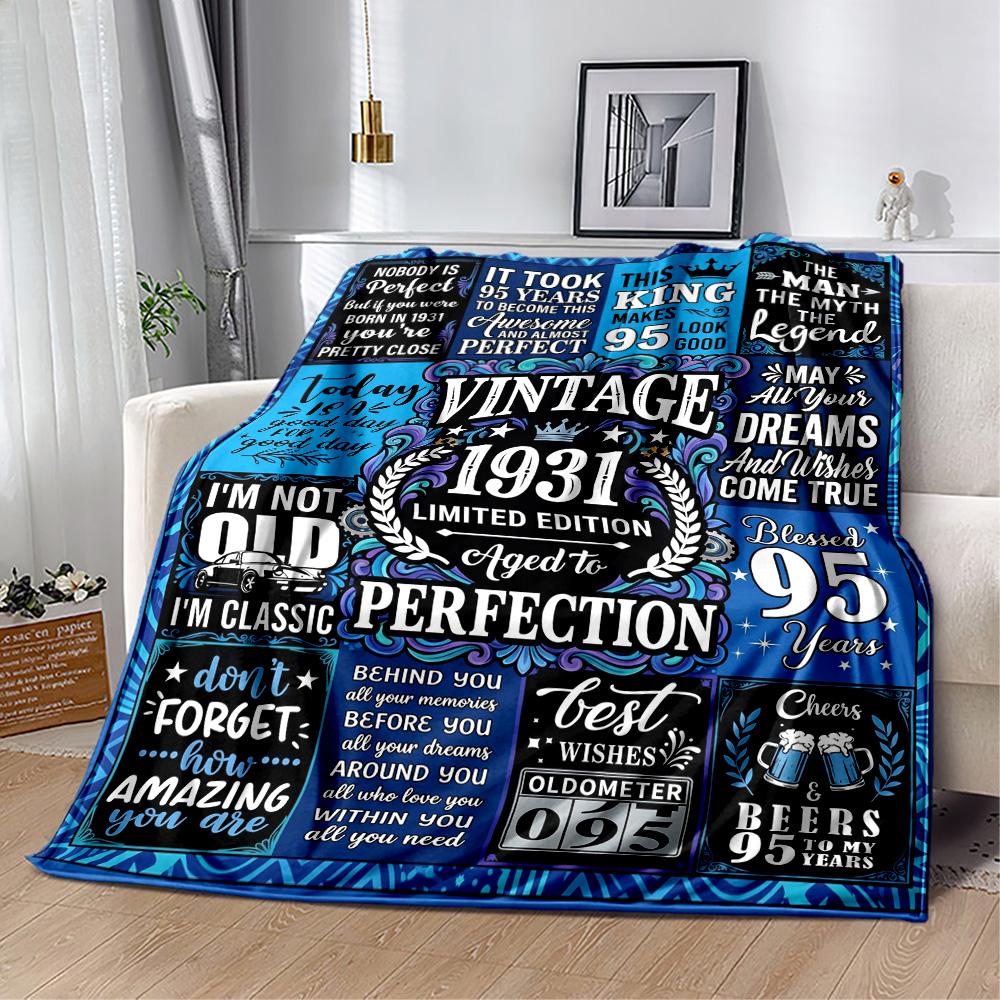 95th Birthday Celebration Blanket Soft Warm Cozy Perfect for Office Chair Picnics for All Occasions Playful Design
