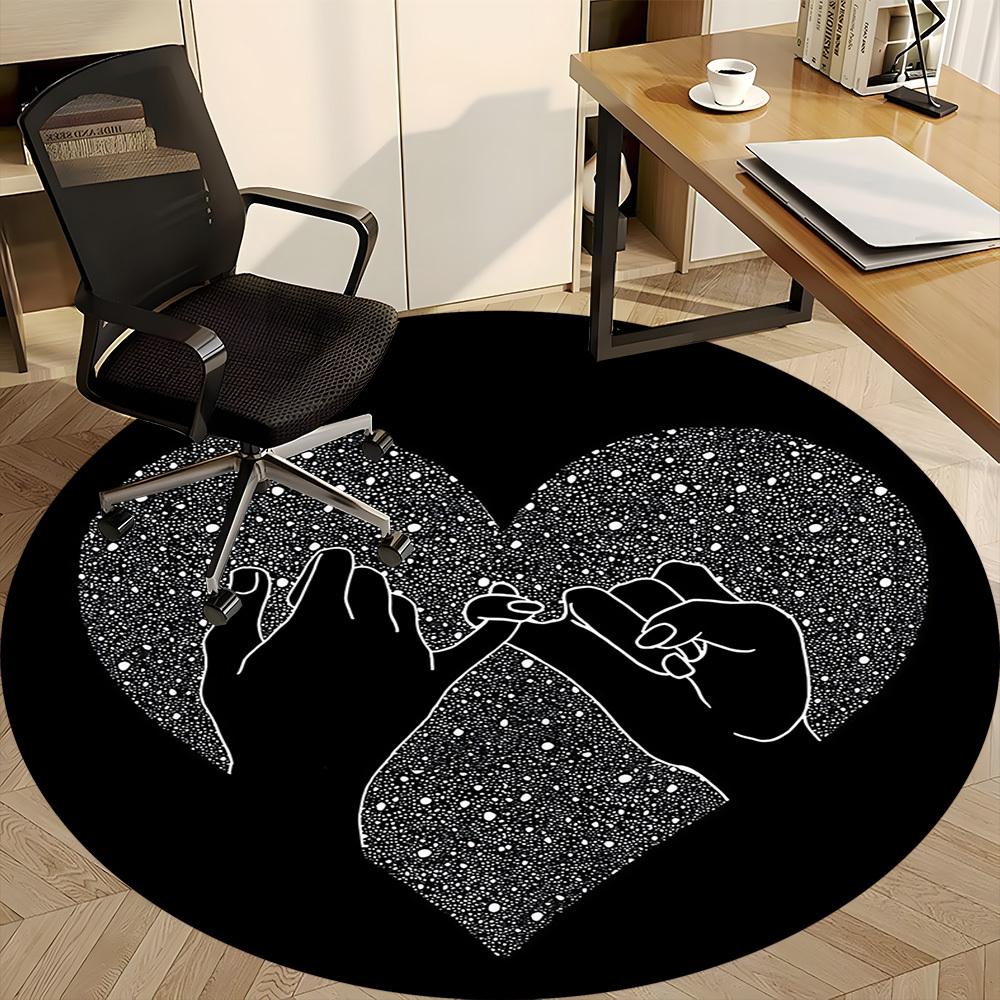1PC Heart Hands Office Round Area Rug,  Mat Suitable ForOffice, Under Office Chairs Bedroom Living Room Home Decor, Room Deco