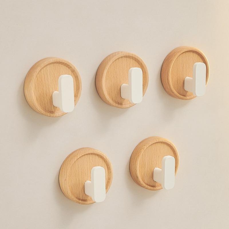 Selbstklebender massiver Holzhaken, Nussbaum-Schlüssel, dekorativer Handtuchhalter, Haken, Türhänger, Wandgarderobe, Küchen- und Badezimmer-Organizer