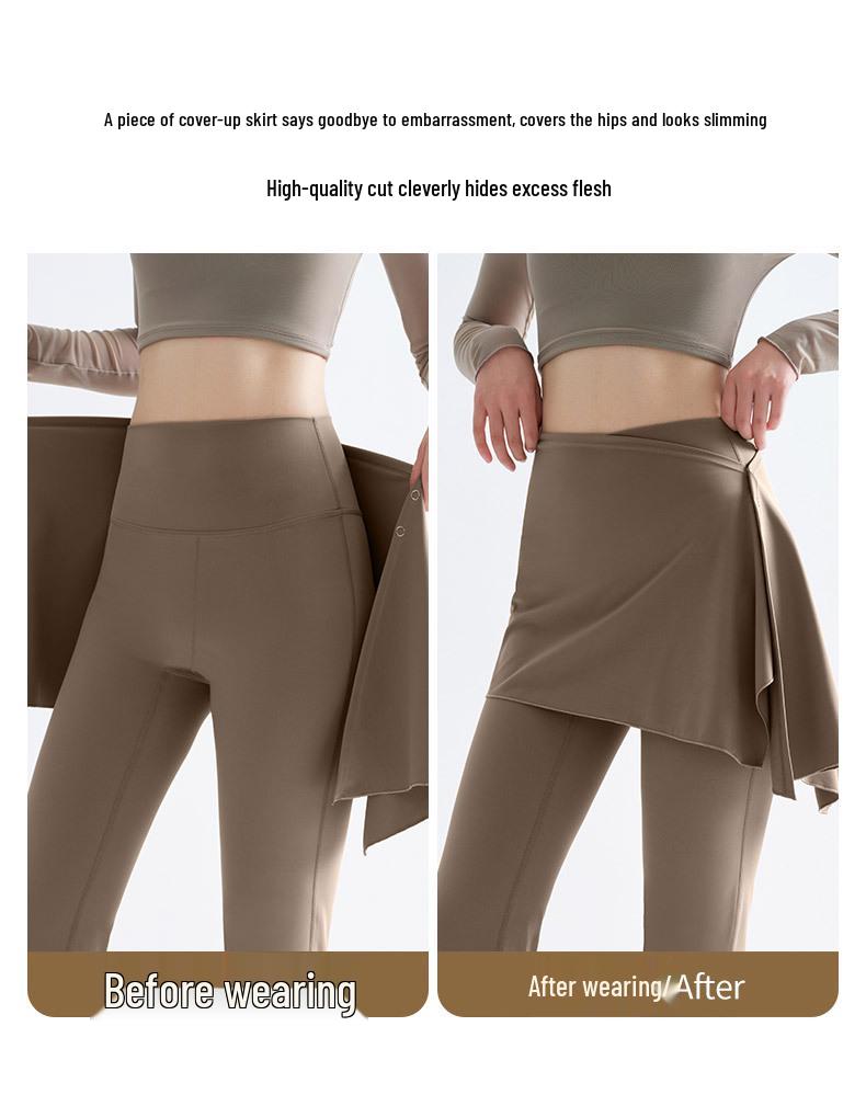 Yoga Micro Flare Pants with Detachable Skort for Sports and Dance