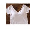 Short-sleeved Vest Women's V-neck No Bra Chest Cushion Base Layer Backless Top