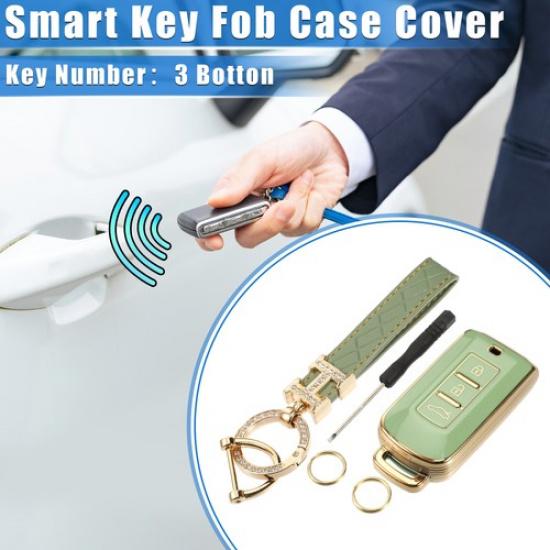 Remote Keyless Key Fob Cover Kit for Mitsubishi Outlander 3 Button TPU Green