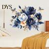 Waterproof PVC Window Film Watercolor Flower Wall Stickers, Removable Rose And Peony Decals, Mural, Floral Decals Peel Stick Art Decors for