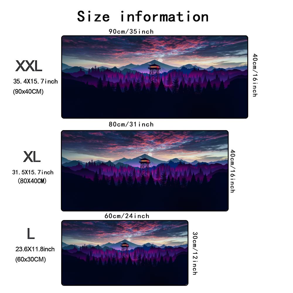 Firewatch Mouse Pad XXL Rubber Deep Forest Large Mousepad Gamer NonSlip Art Desk Mat Computer Laptop Pads Xcm Keyboard Mats