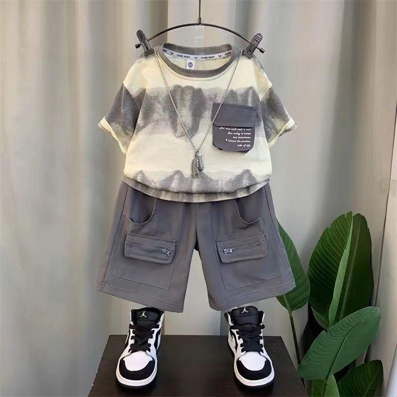 Stylish Boys Summer Short Sleeve Set 2024 Trendy Casual Lightweight Cotton Outfit