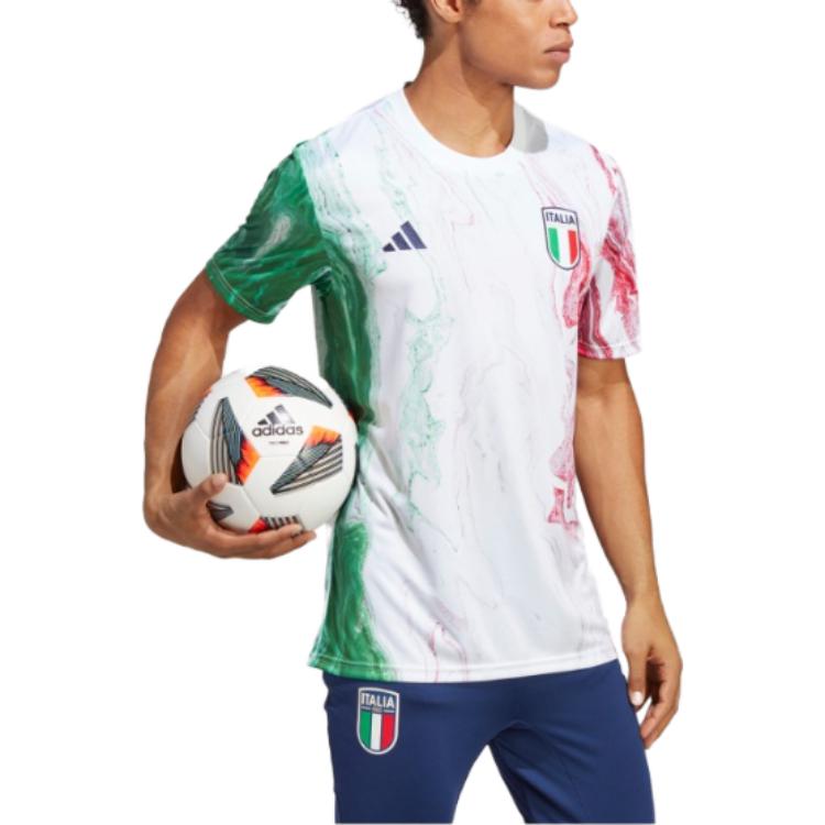 adidas Colorblock Round Neck Short Sleeve Soccer Jersey Men Tops White HS9868