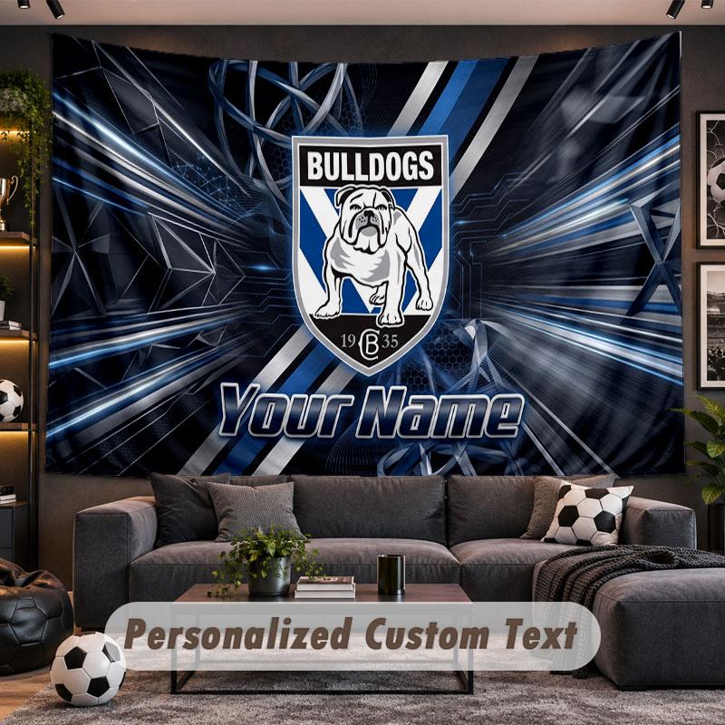 Wall Hanging Tapestry Custom NameCanterbury-Bankstown Bulldogs Pattern Personalized Printed Fabric Wall Decor