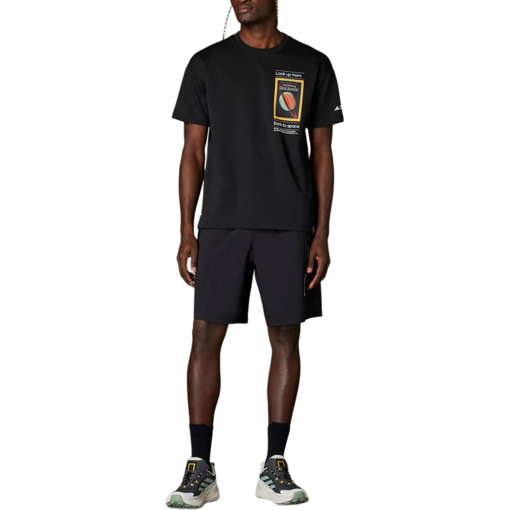 adidas X National Geographic Collaboration NG U AR F GFX T Sports Casual Outdoor Quick-Dry Short Sleeve T-Shirt Men Tops Black JD5964