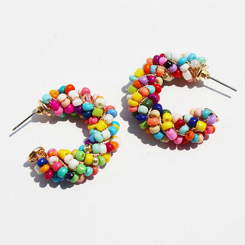 Nuovi Orecchini a Cerchio con Perline Multicolore Bohemien per Donna Orecchini Colorati a Forma di C con Perline Gioielli Regali per Matrimonio Festa Estiva