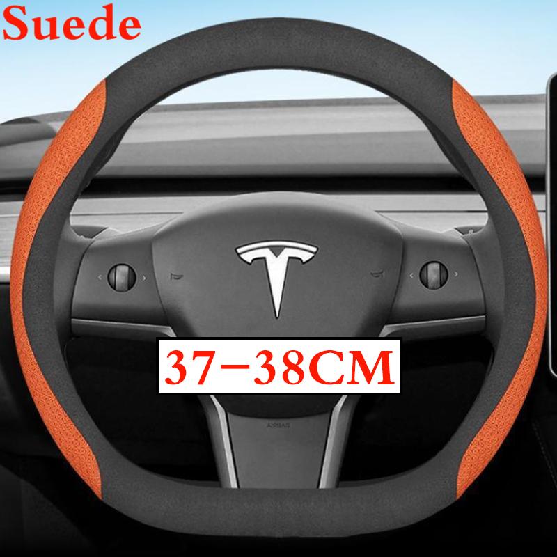 36-38 CM Potah volantu z semišové kůže pro Tesla Model 3 Y S X 2024 2025 2026 Příslušenství