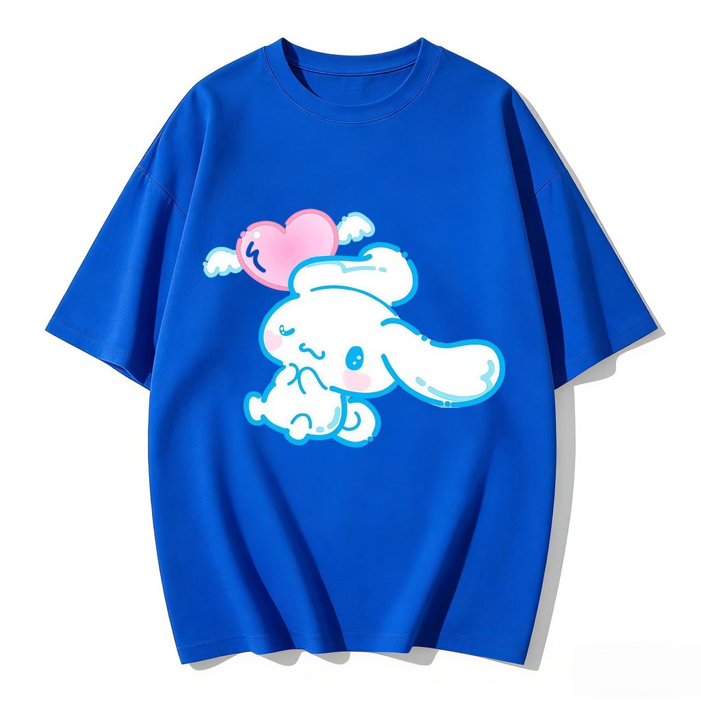 Cute Cinnamoroll Heart Wing Print Tshirt Casual Short Sleeve Tees Sweet Family Matching Outfits Fashion Parentchild Clothing