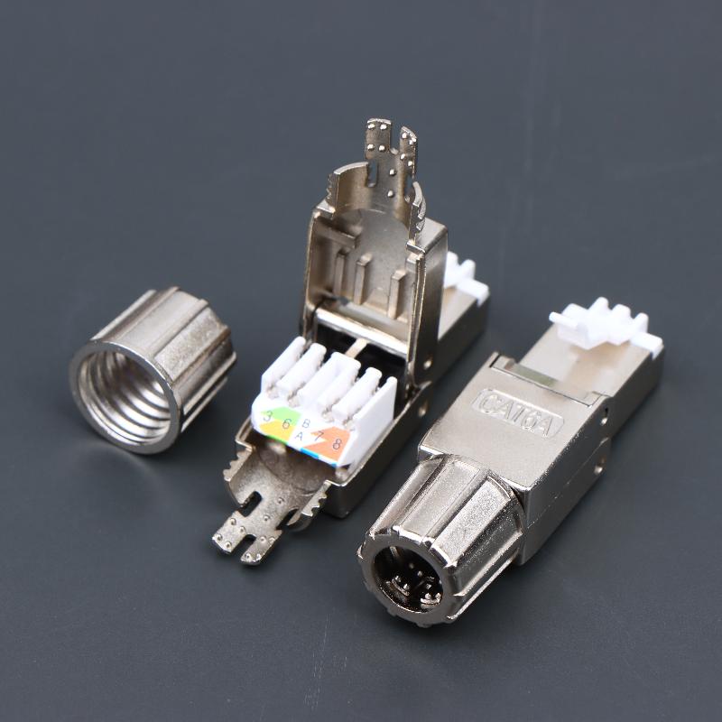1Pc Cat7 Cat6A Cat8 Rj45 Connector Tool-Free Zinc Alloy Shielded Ethernet Termination Plugs