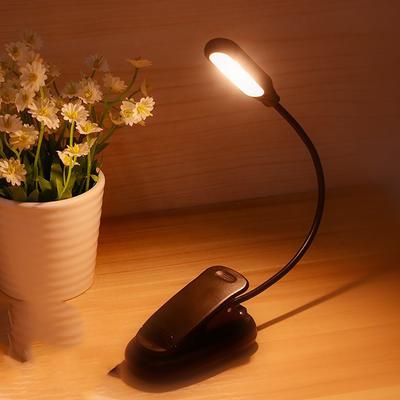 New LED Reading Book Light Clip Flexible USB Rechargeable Bed Travel Desk Laptop