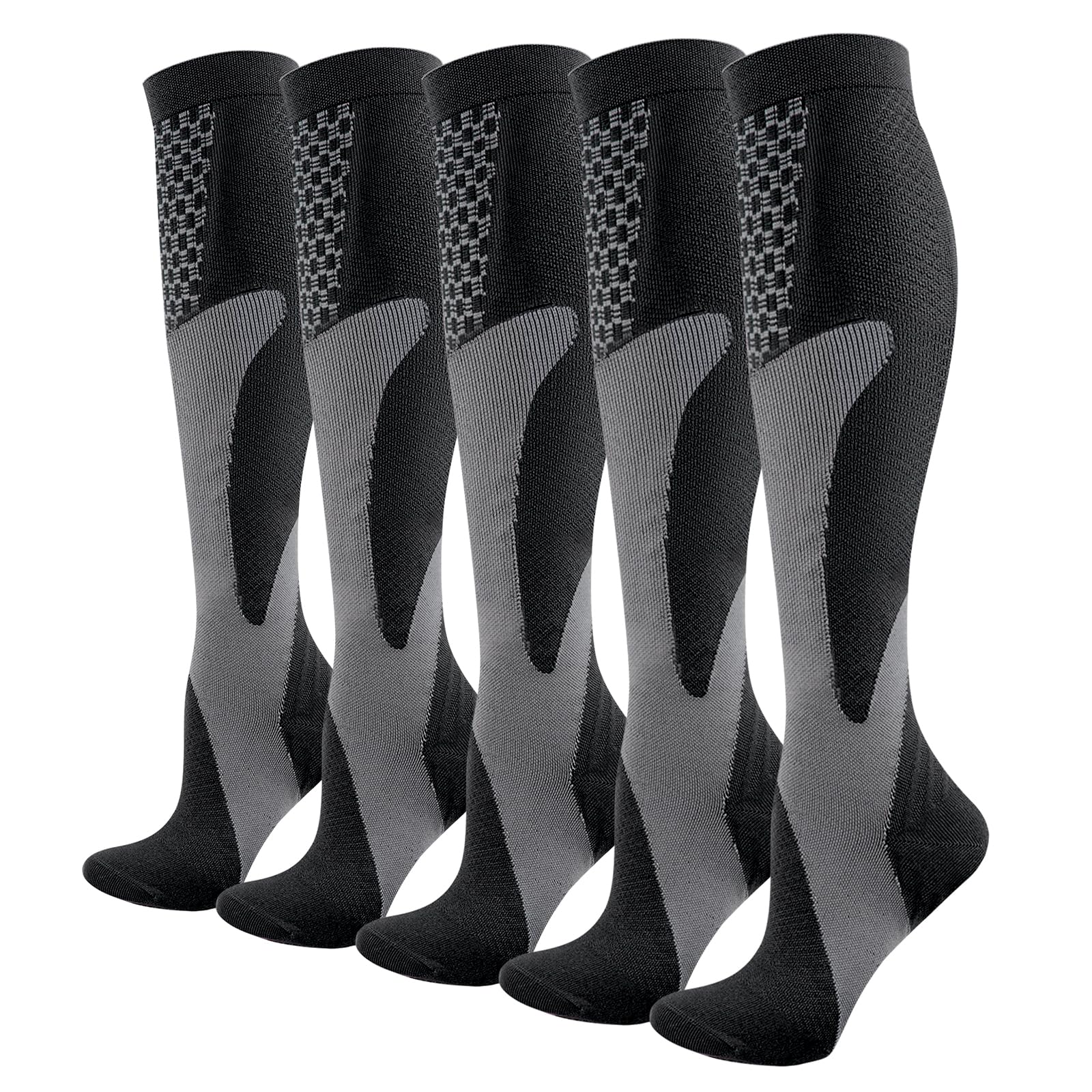 

[YUEDGE] Compression Socks for Men - Sports Socks for Cycling and Running - Breathable, Quick-Drying, Moisture-Wicking, Elastic Socks - 5 Pairs - Size
