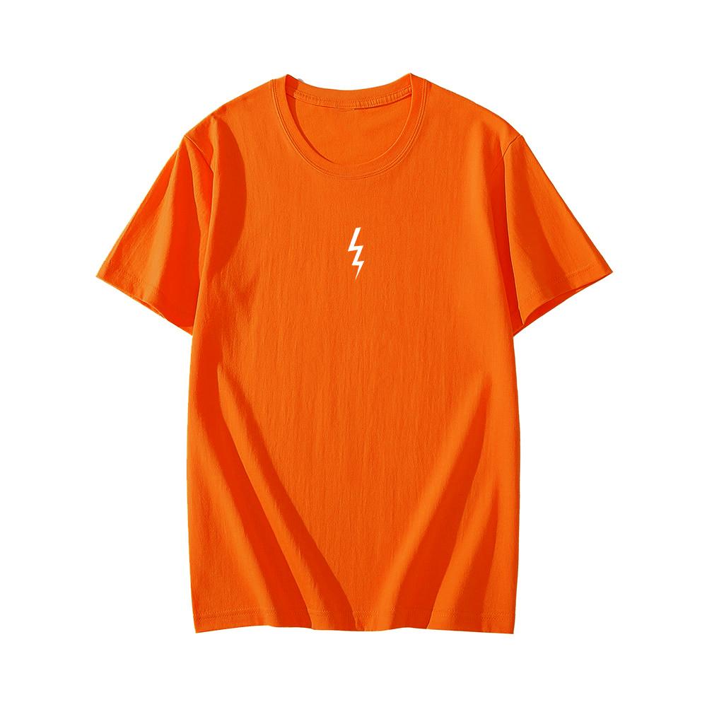 New Style Lightning Print Round Neck 100_ Cotton Comfortable Men's Sport T-shirt Summer Breathable Outdoor Casual Short Sleeves